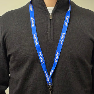 Blue Visitor Lanyard with Plastic J Clip – Single Pack | Secure & Professional ID Holder